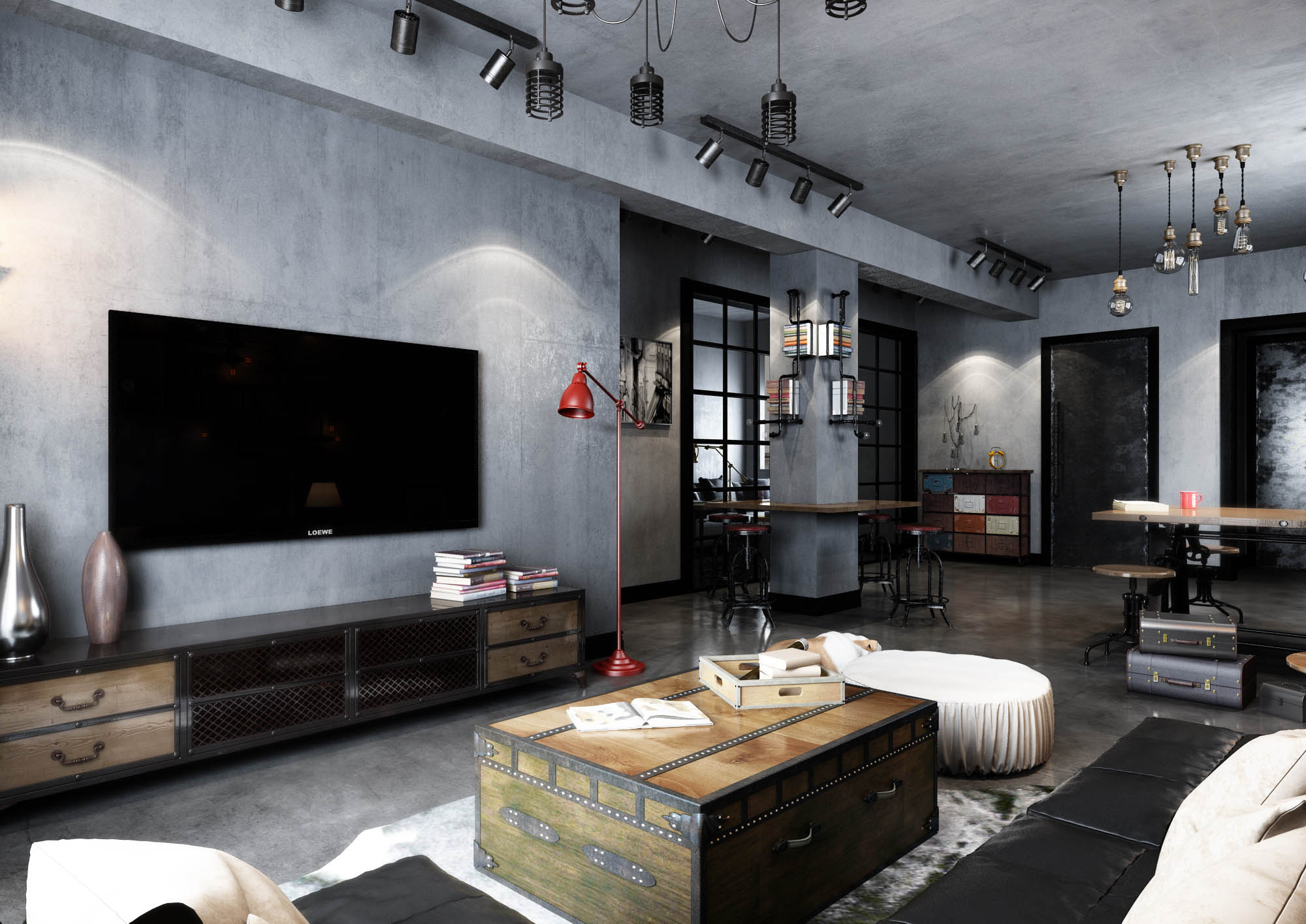 王顶堤馨园108平米工业风装修效果图